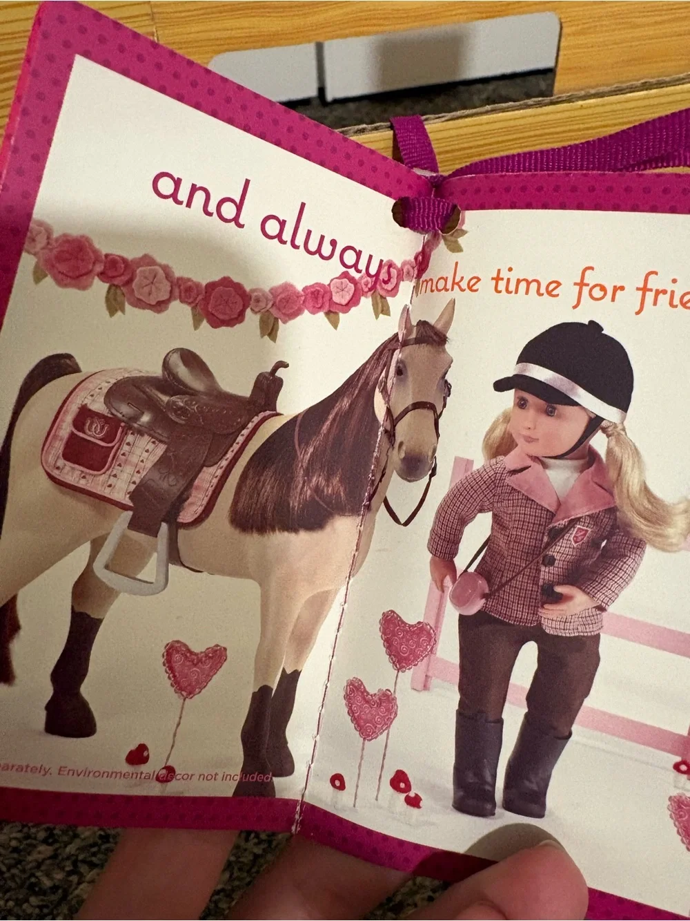 American Girl Pink Plaid Saddle Set with Brown Saddle